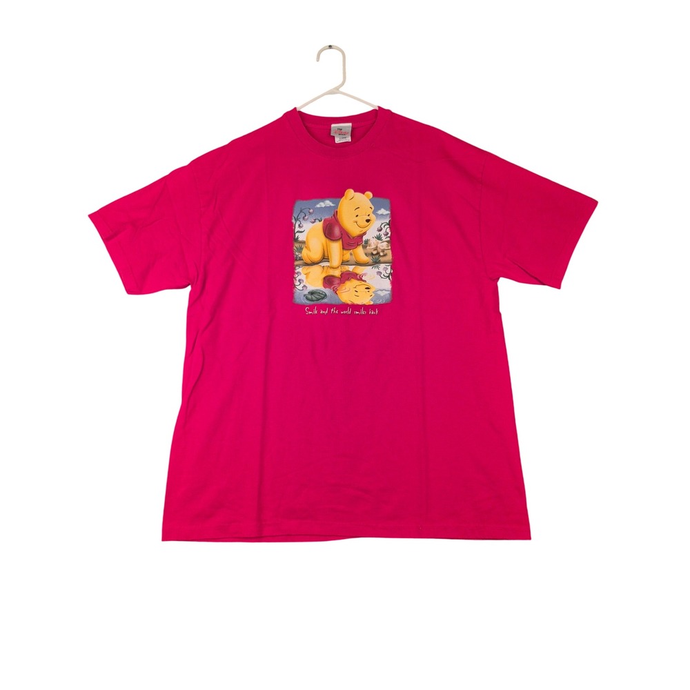 Vintage Disney Store Winnie the Pooh Pink Graphic T-Shirt Mens XL Made in USA
